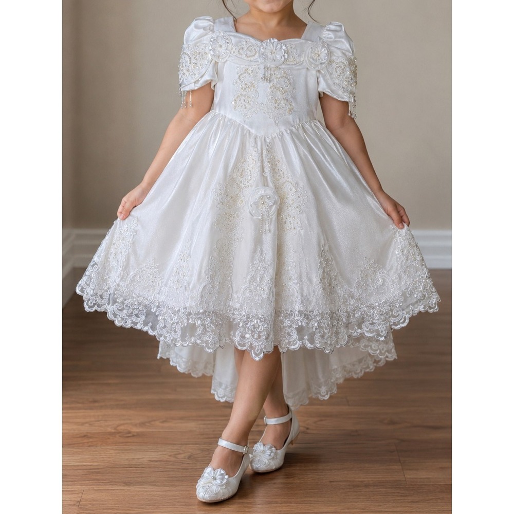 Vintage Tip Top Kids Sz 4 Flower Girl/Christianing/Junior Bride Pearls Hi-lo